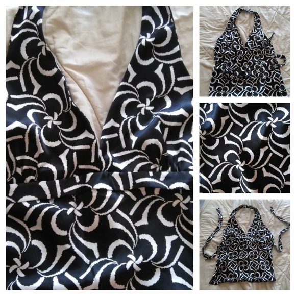 Black and White Design Halter Top. - Picture 2 of 5